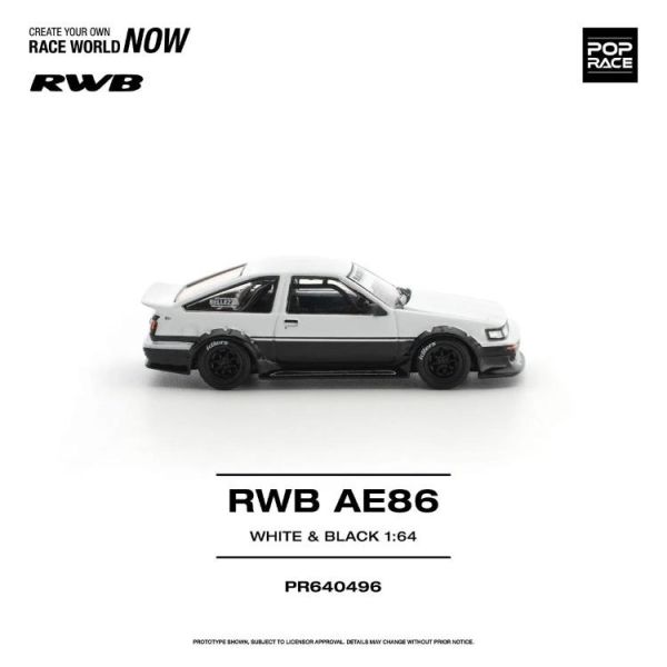 (預購) POP RACE 1/64 保時捷 RWB AE86 WHITE BLACK PR640496 20260423 POP RACE 1/64 保時捷 RWB AE86 WHITE BLACK PR640496