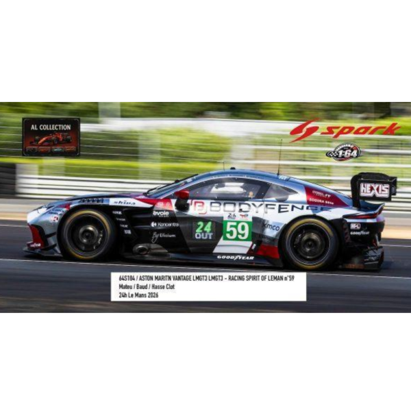 (預購) Spark 1/64 奧斯頓·馬丁 Aston Martin V9580006361844antage AMR LMGT3 No.59 RACING SPIRIT OF LEMAN 64S184 20260819 Spark 1/64 奧斯頓·馬丁 Aston Martin V9580006361844antage AMR LMGT3 No.59 RACING SPIRIT OF LEMAN 64S184
