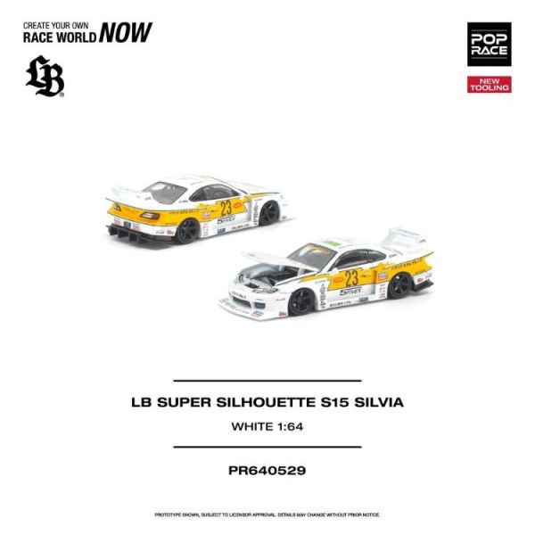(預購) POP RACE 1/64 日產 LB SUPER SILHOUETTE S15 SILVIA WHITE PR640529 20260701 POP RACE 1/64 日產 LB SUPER SILHOUETTE S15 SILVIA WHITE PR640529