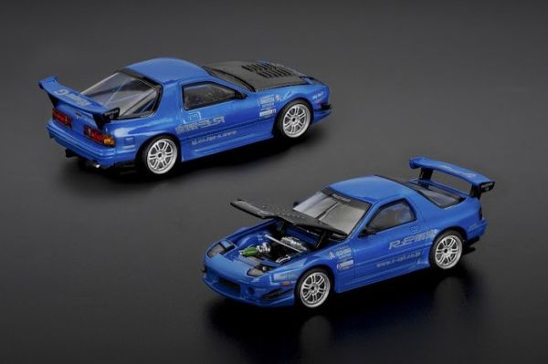 POP RACE 1/64 馬自達 MAZDA RX7 (FC3S) RE-AMEMIYA RE-AMEMIYA BLUE PR640290 POP RACE 1/64 馬自達 MAZDA RX7 (FC3S) RE-AMEMIYA RE-AMEMIYA BLUE PR640290