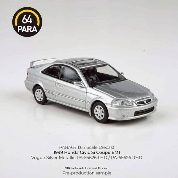PARA64 1/64 本田 1999 Honda Civic EM1 Vogue Silver Metallic w/wing PA-55626 PARA64 1/64 本田 1999 Honda Civic EM1 Vogue Silver Metallic w/wing PA-55626