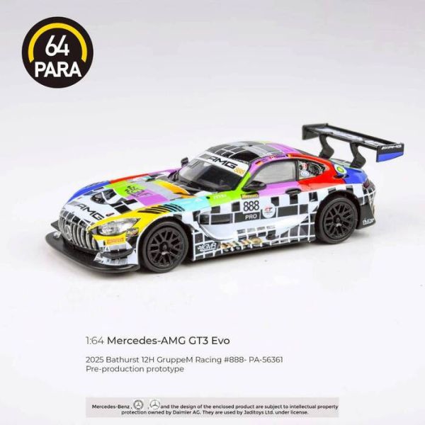 PARA64 1/64 賓士 2025 Mercedes-AMG GT3 #888 Bathurst 12H GruppeM Racing - PA-56361 PARA64 1/64 賓士 2025 Mercedes-AMG GT3 #888 Bathurst 12H GruppeM Racing - PA-56361