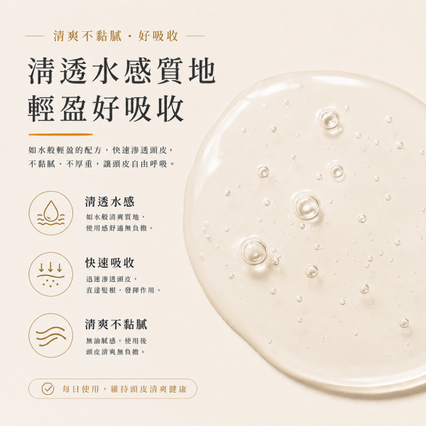 【強健髮根】抗老養髮液 85%滿意豐厚感 薑黃萃取胜肽 150ml 頭髮變細,異常落髮,頭皮保養
活絡頭皮,強健髪根,薑黃根莖萃取