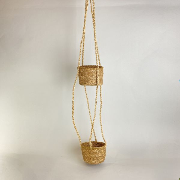 麻繩雙層籃吊掛籃 