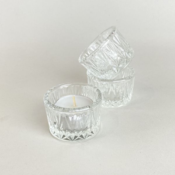 小圓格紋玻璃燭杯 