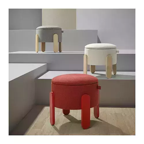 紅色設計收納凳 