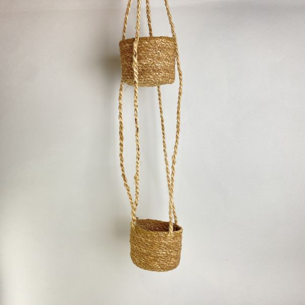 麻繩雙層籃吊掛籃 