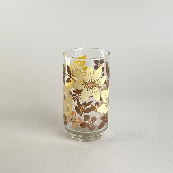 棕色印花玻璃杯 