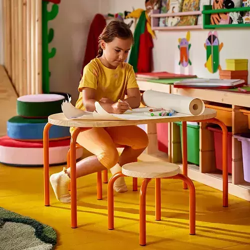 橘色桌腳兒童木桌 | 茶几 長凳 