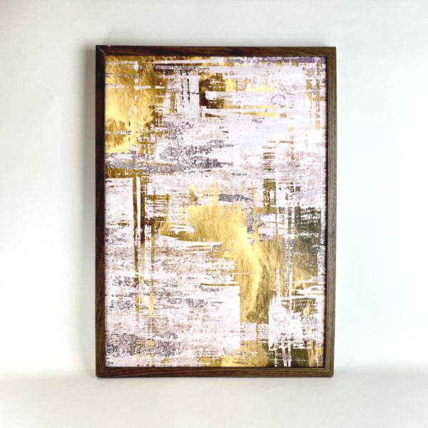 金棕刷舊抽象裝飾畫 