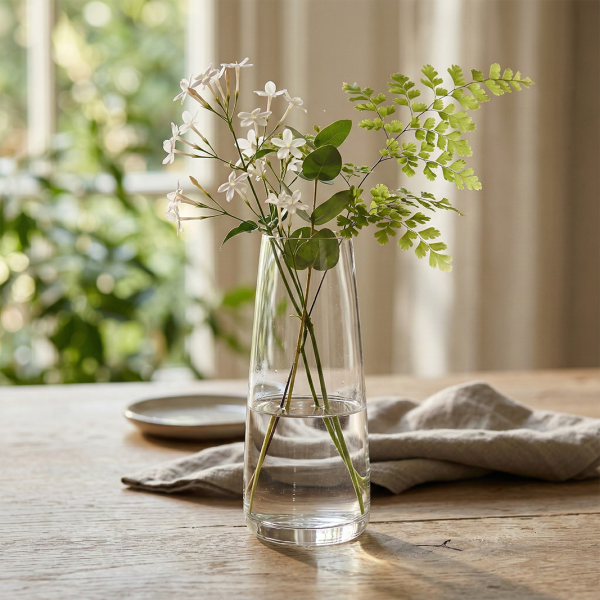 透明玻璃縮口小花器 