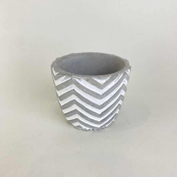 斜條紋水泥盆器 