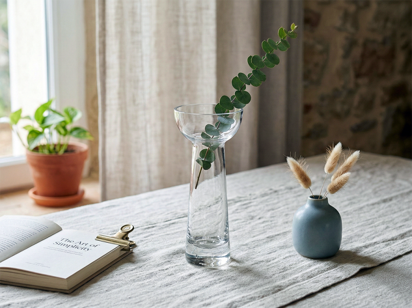 透明玻璃窄頸花器 