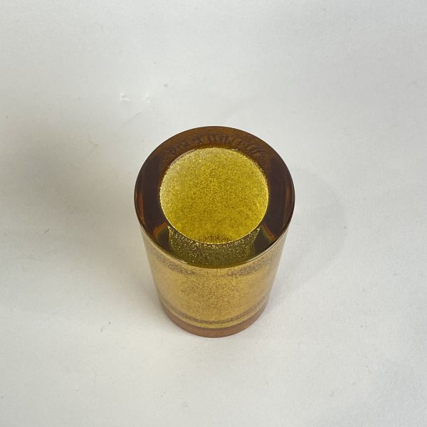 黃色厚玻璃燭杯 