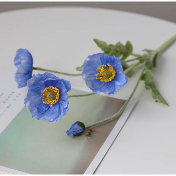仿真植物 | 深淺藍調罌粟花 