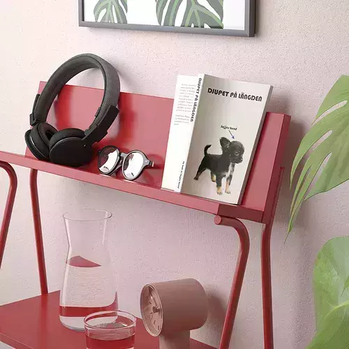 紅色三層收納層架 