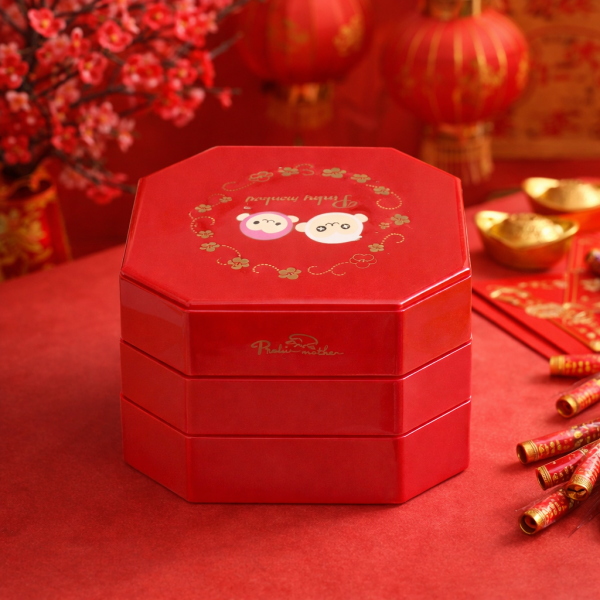 紅色塑料三層糖果置物盒 