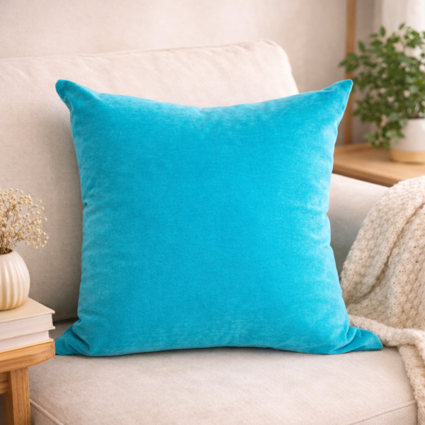 湖水藍純色抱枕 