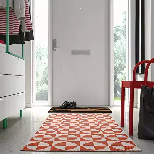 橘白圓形色塊掛毯 | 地毯 