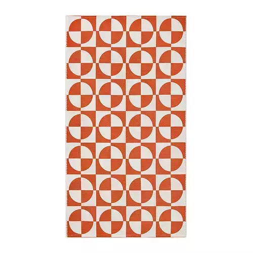 橘白圓形色塊掛毯 | 地毯 