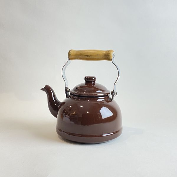 咖啡色日本復古琺琅壺 