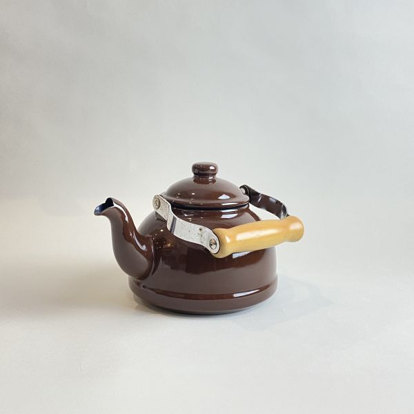 咖啡色日本復古琺琅壺 