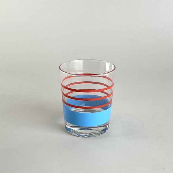 紅藍條紋玻璃杯 