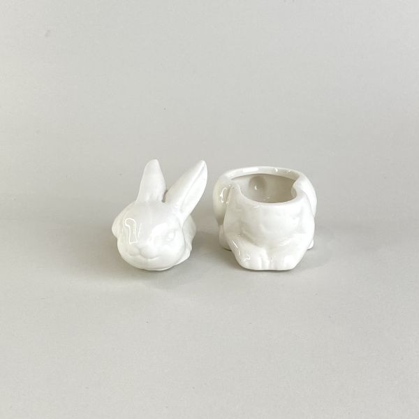 陶瓷白兔容器/擺飾 