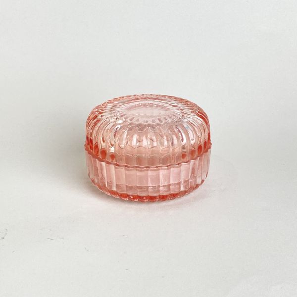 粉色直紋玻璃罐 