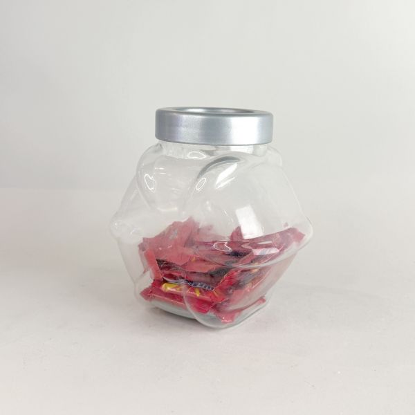 銀蓋六角玻璃儲物罐 