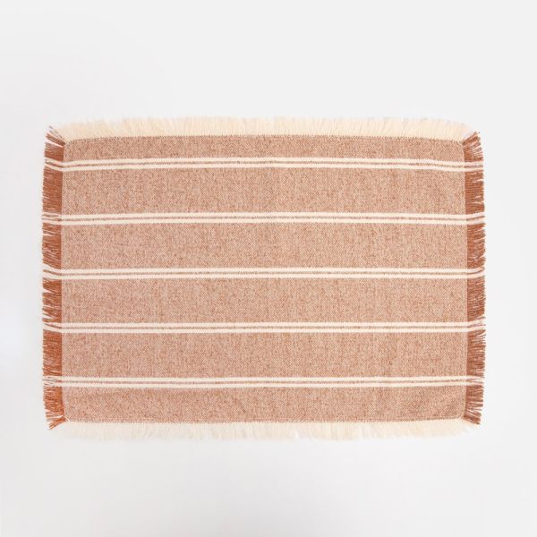 橘棕條紋流蘇餐墊 