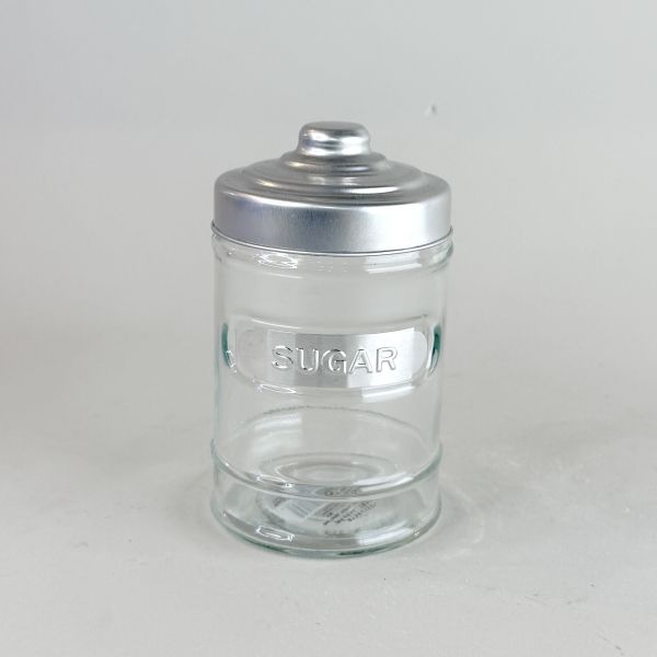 銀蓋玻璃儲物罐 sugar/coffee 