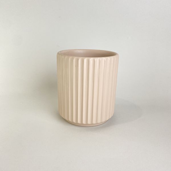 粉色直紋盆器 