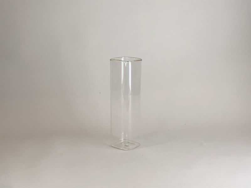 透明玻璃金邊方形花器 