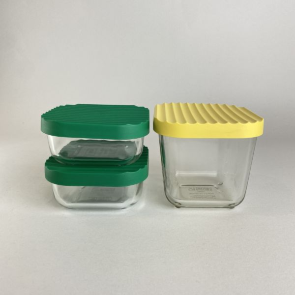 彩色條紋玻璃保鮮盒組 