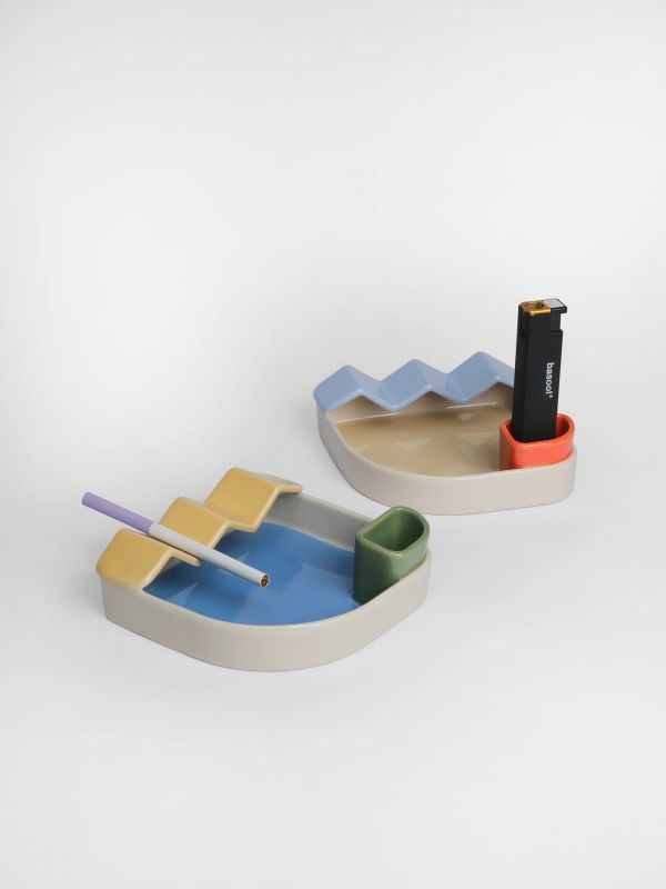 撞色波浪陶瓷擺飾 | 煙灰缸 