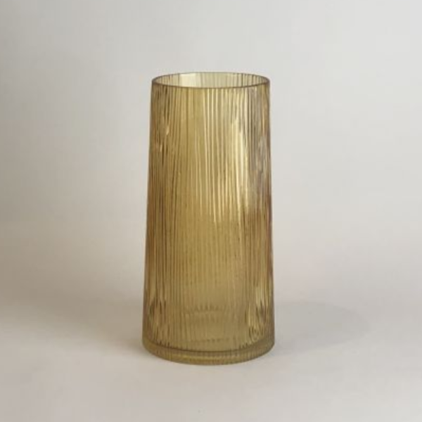 琥珀黃寬口柱狀花瓶 