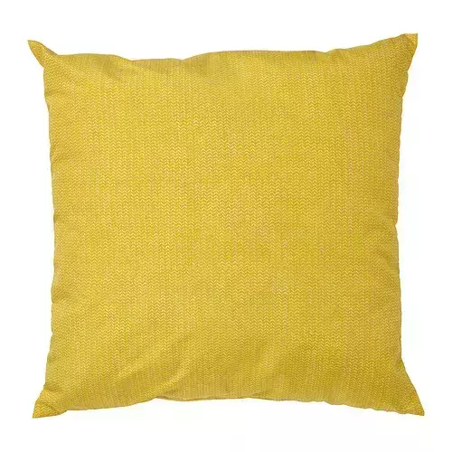 黃底白花紋抱枕 