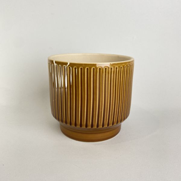 琥珀色直紋盆器 