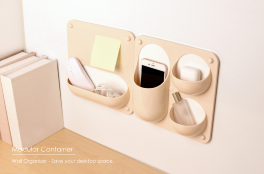 普普風磁吸式壁面收納盒 藍/米 