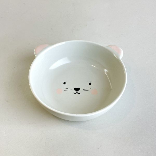 灰色貓咪兒童杯盤兩件組 