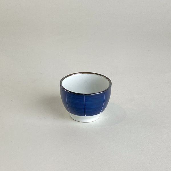 深藍白線陶瓷茶杯 