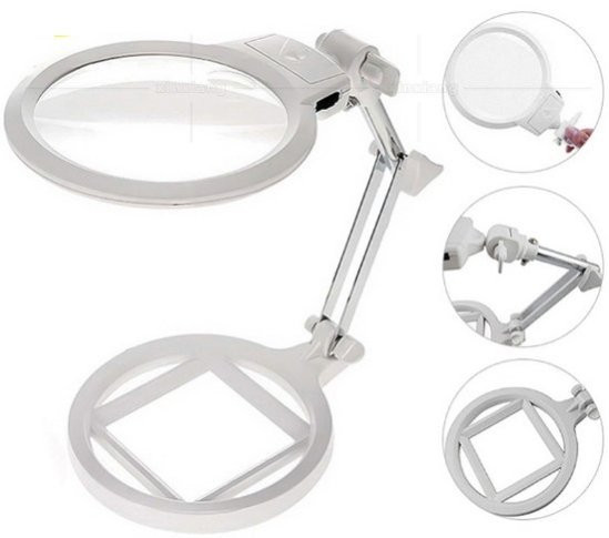 白色LED放大鏡折疊閱讀檯燈 