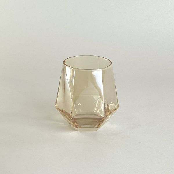琥珀黃六角玻璃杯 