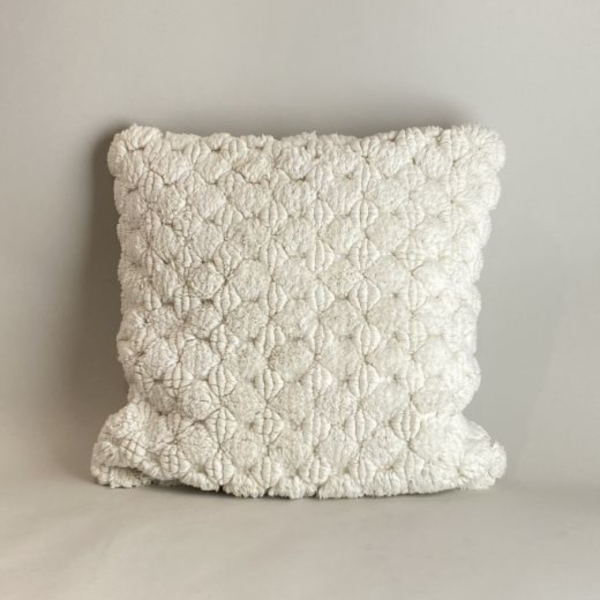 白色提花刺繡抱枕 