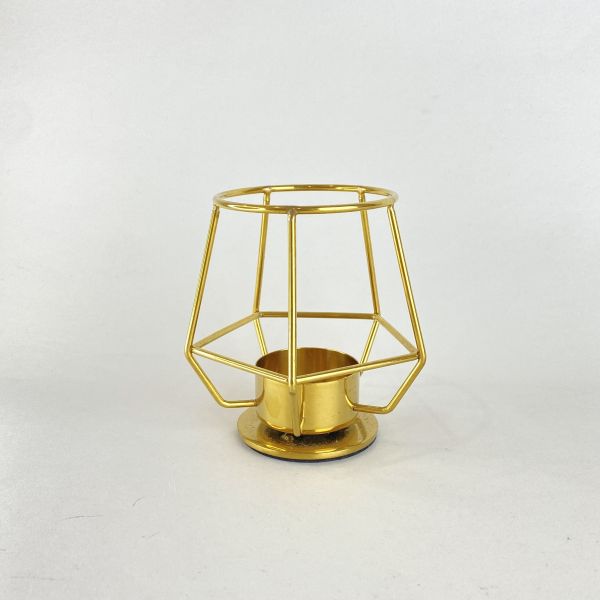 金色幾何簍空燭台 