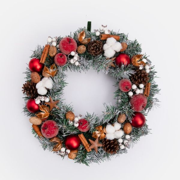 紅蘋果聖誕花圈 