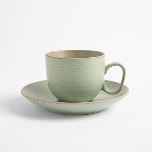 淡綠窯變釉咖啡杯盤組 