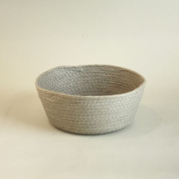 灰色編織收納圓籃 