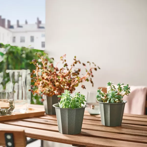 灰色八角塑料小花盆 